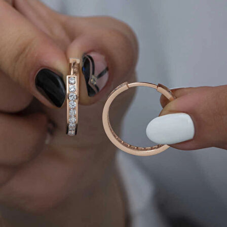 Supertrend Gümüş Zirkon Taşlı Halka Kadın Küpe