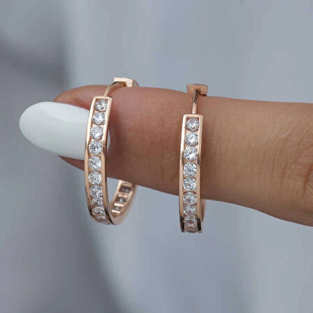 Supertrend Gümüş Zirkon Taşlı Halka Kadın Küpe