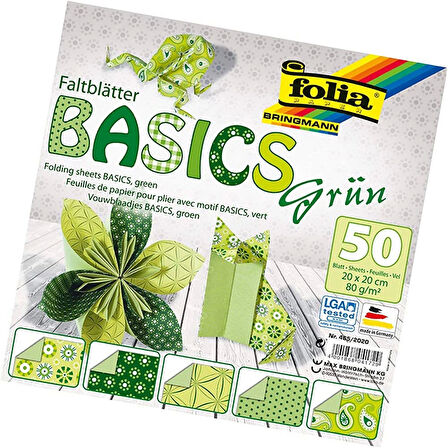 Supertrend Origami Kağıdı 20x20 cm. 5 Desen 50 Yaprak Basic Yeşil