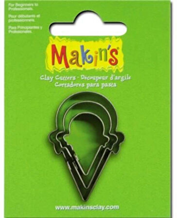 Makin's Clay Polimer Kil Kesme Kalıbı 3 Parça Dondurma Külahı