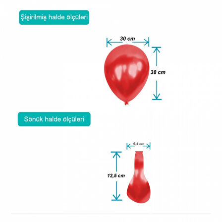 Kırmızı Metalik Balon 12"