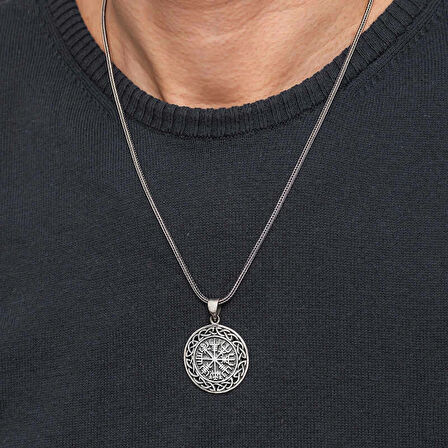 Supertrend Gümüş Viking Pusula Erkek Kolye