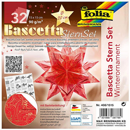 Supertrend Bascetta Stern Çift Taraflı Origami Kağıdı 15x15 cm. 32 Yaprak KIŞ MOTİFİ KIRMIZI