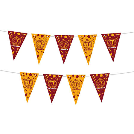 Champion Sarı Kırmızı Üçgen Flama Süsleme Seti