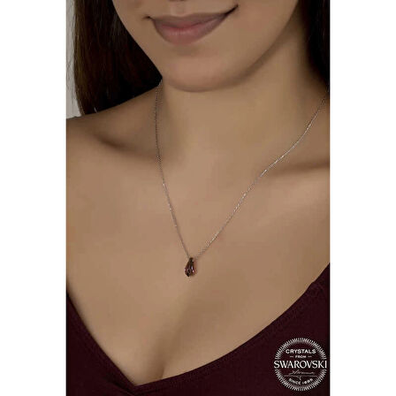 Supertrend ' Crystal Taşlı Ametist Gümüş Kadın Kolye