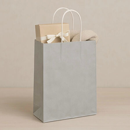 Supertrend Kraft Çanta Gümüş Orta Boy 25x31cm 25li