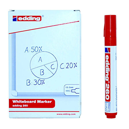 Supertrend 260 Whiteboard Marker Yazı Tahtası Kalemi 10'lu Kutu Kırmızı