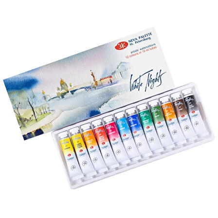 Supertrend White Nights Artists' Tüp Sulu Boya Seti 12 Renk x 10 ml.