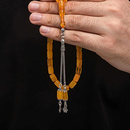 Supertrend Gümüş Püskül Sıkma Kehribar Tesbih