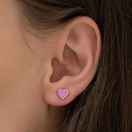 Supertrend Gümüş Fosforlu Lila Kalp Küpe