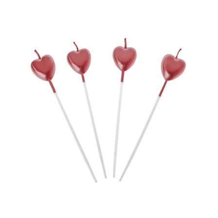 Metalik Kırmızı Kalp Mum