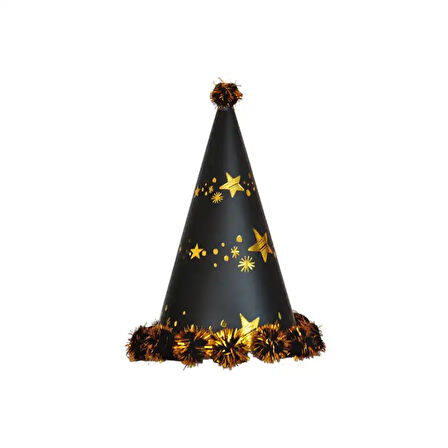 Simli Ponponlu Doğum Günü Parti Şapkası 24cm