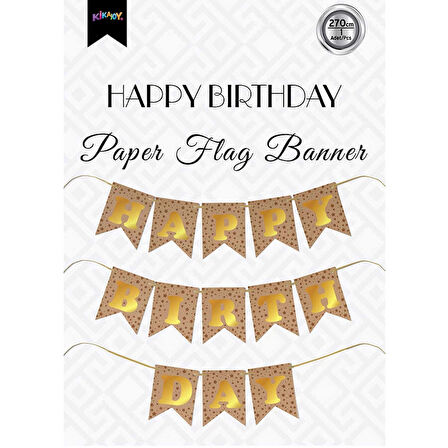 Happy Birthday Kraft Zemin Altın Harf Afiş