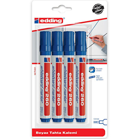 Supertrend 260 Whiteboard Marker Yazı Tahtası Kalemi Seti 4'lü Mavi