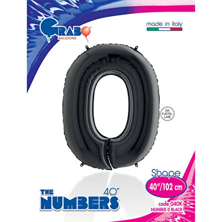 0 Rakam Supertrend Siyah Folyo Balon 40"