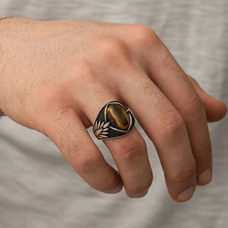 Supertrend Gümüş Kaplangözü Taşlı İşlemeli Erkek Yüzük