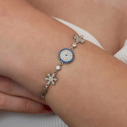 Supertrend Gümüş Nazarlı Kar Tanesi Kadın Bileklik