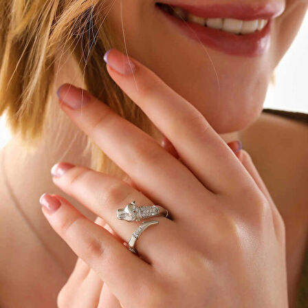 Supertrend ​gümüş Ayarlanabilen Kaplan Figürlü Kadın Yüzük