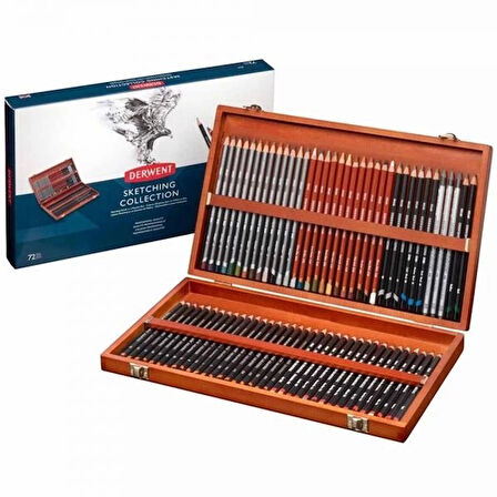 Supertrend Sketching Pencils Karakalem Eskiz Çizim Kalemi Seti 72'li Ahşap Kutu