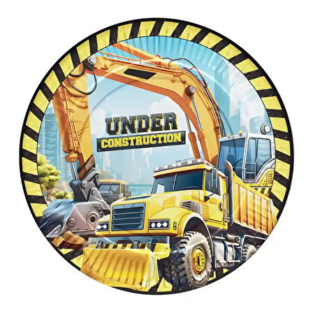 İnşaat Makineleri Karton Tabak 23cm