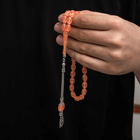 Supertrend Gümüş Püskül Sıkma Kehribar Tesbih