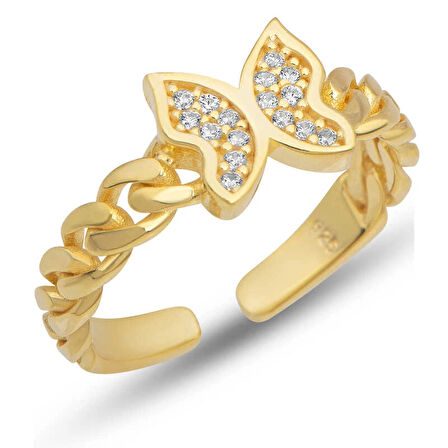 Supertrend Gümüş Ayarlanabilir Gold Kelebek Kadın Yüzük
