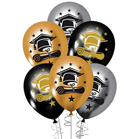 Mezuniyet Baskılı Metalik Balon 12"