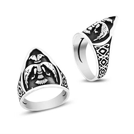 Supertrend Gümüş Çift Başlı Kartal Başparmak Erkek Yüzük
