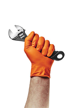Supertrend PowerGrip Ekstra Kalın Turuncu Nitril Eldiven Elmas Dokulu L 50 Adet