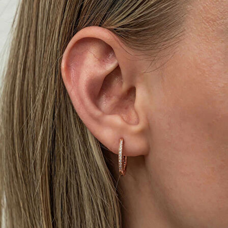 Supertrend Gümüş Zirkon Taşlı Rose Oval Küpe