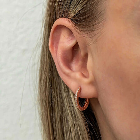 Supertrend Gümüş Zirkon Taşlı Rose Oval Küpe