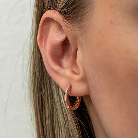 Supertrend Gümüş Zirkon Taşlı Rose Oval Küpe