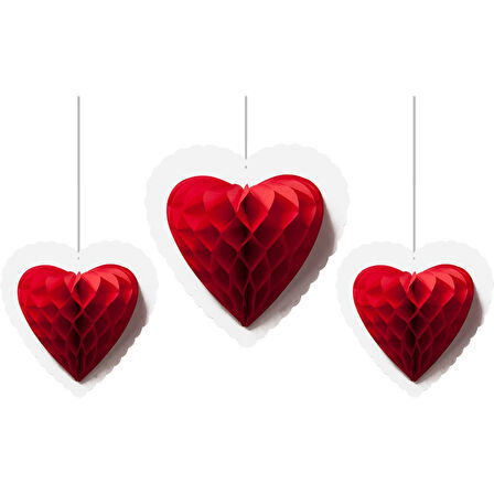 Üçlü Kalp Petek Süs