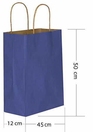 Lacivert Büküm Saplı Kraft Çanta 45x50cm