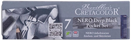 Supertrend Nero Deep Black Pocket Set Karakalem Eskiz Çizim Seti Metal Kutu 7 Parça