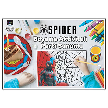 Spider Boyama Aktiviteli Parti Sunumu 8li