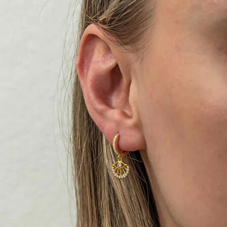 Supertrend Gümüş Sallantılı Gold Göz Kadın Küpe