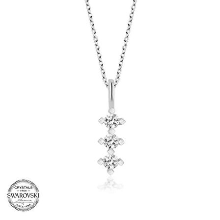 Supertrend ' Taşlı Gümüş Üçtaş Tektaş Kadın Kolye