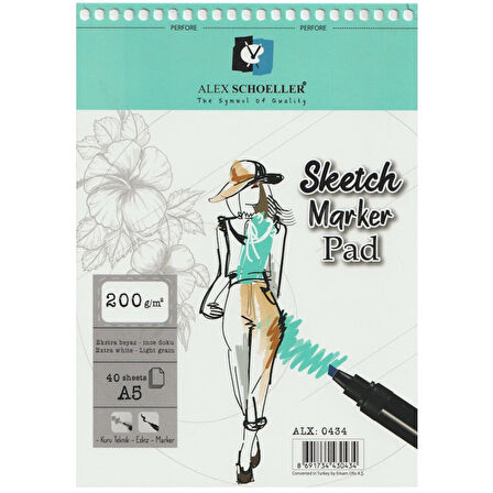 Supertrend Spiralli Sketch Marker Defteri Pad 200 gr. A5 40 yp.