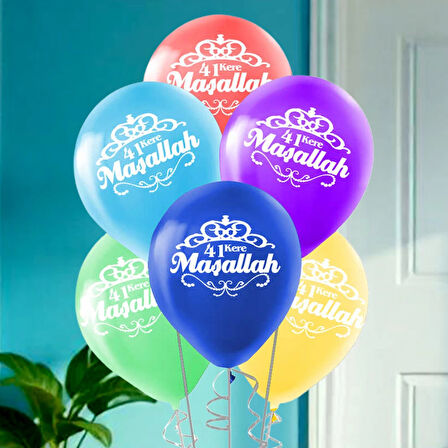 41 Kere Maşallah Baskılı Karışık Renk Balon 11"