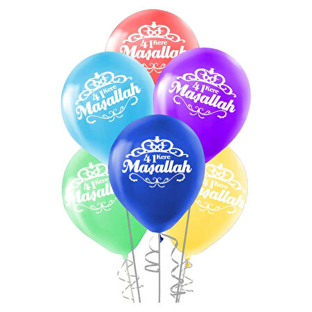 41 Kere Maşallah Baskılı Karışık Renk Balon 11"
