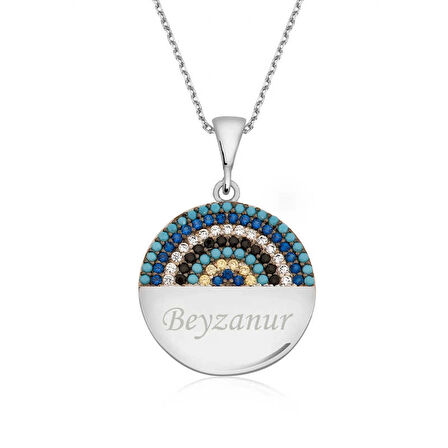 Supertrend Gümüş Mavi Taşlı İsimli Kadın Kolye