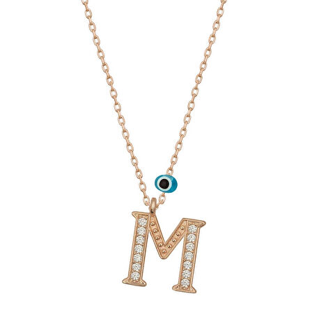 Supertrend Gümüş Nazar Rose M Harfi Kadın Kolye