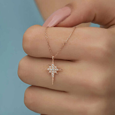 Supertrend Gümüş Rose Kutup Yıldızı Kadın Kolye