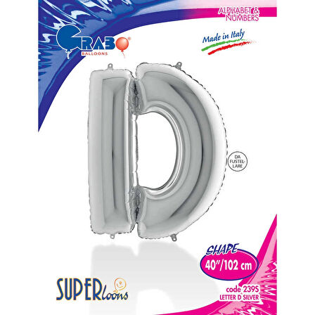 D Harf Supertrend Gümüş Folyo Balon 40"