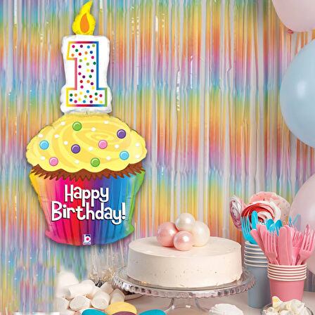 Happy 1st B-Day Cupcake Supertrend Folyo Balon 47"