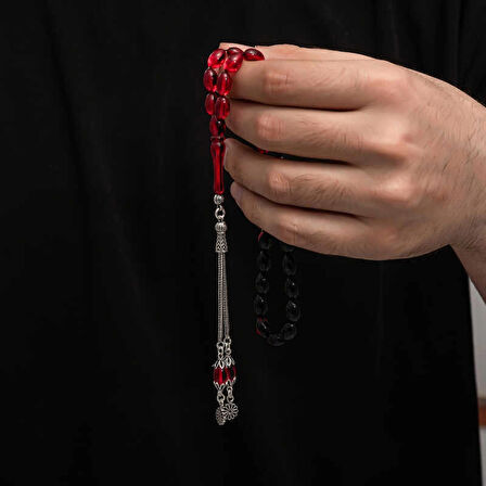 Supertrend Gümüş Püskül Sıkma Kehribar Tesbih