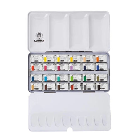 Supertrend Akademie Aquarell Taş Tablet Sulu Boya Seti Tam Tablet 24 Renk Metal Kutu