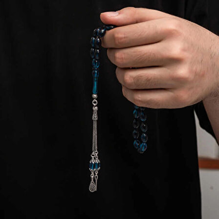 Supertrend Gümüş Püskül Sıkma Kehribar Tesbih