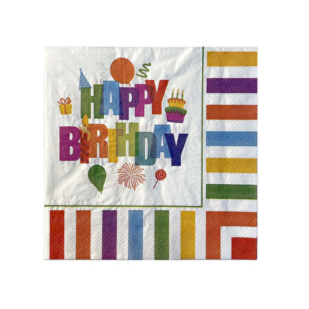 Supertrend Kağıt Peçete Renkli Doğum Günü 33x33cm 20li